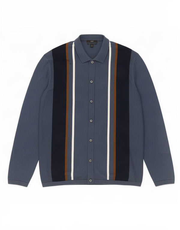 Maglione cardigan da uomo Marks & Spencer 2XL cotone a righe blu