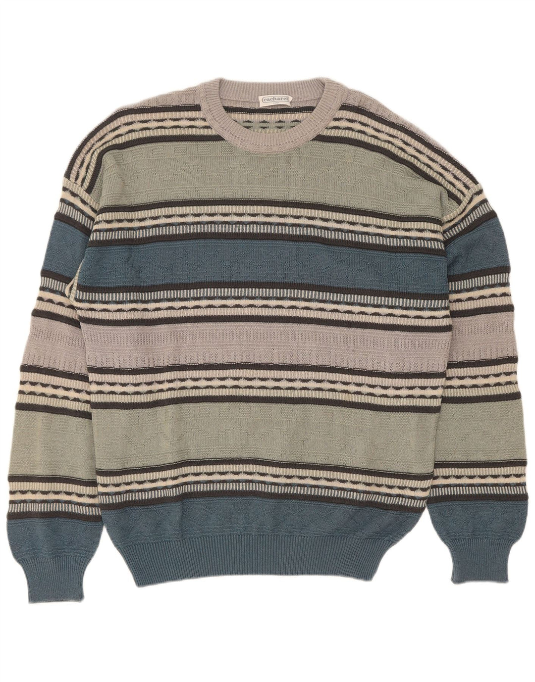 Maglione maglione girocollo da uomo Cacharel EU 52 Large Green Colourblock