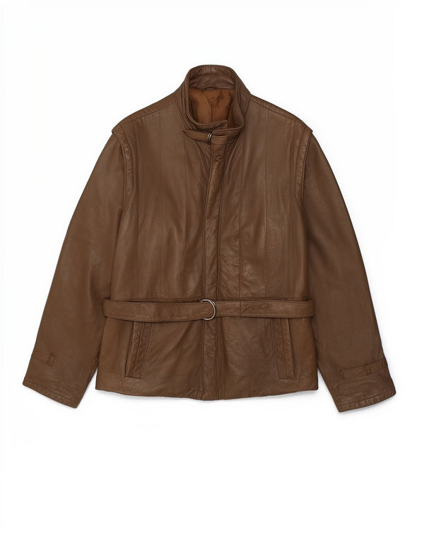 Giacca in pelle vintage da uomo UK 34 XS in pelle marrone