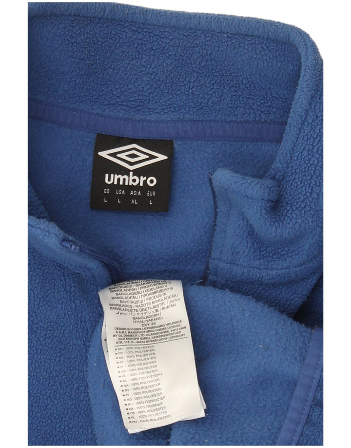 Umbro Maglione in pile con collo con zip grafica da uomo, grande poliestere blu
