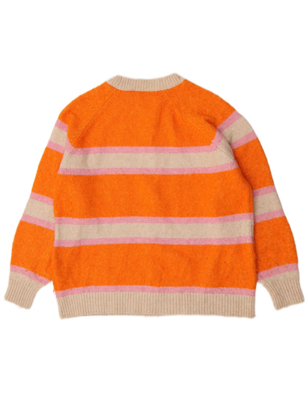 Maglione maglione con scollo a barca da donna Marks & Spencer UK 14 a righe arancioni medie