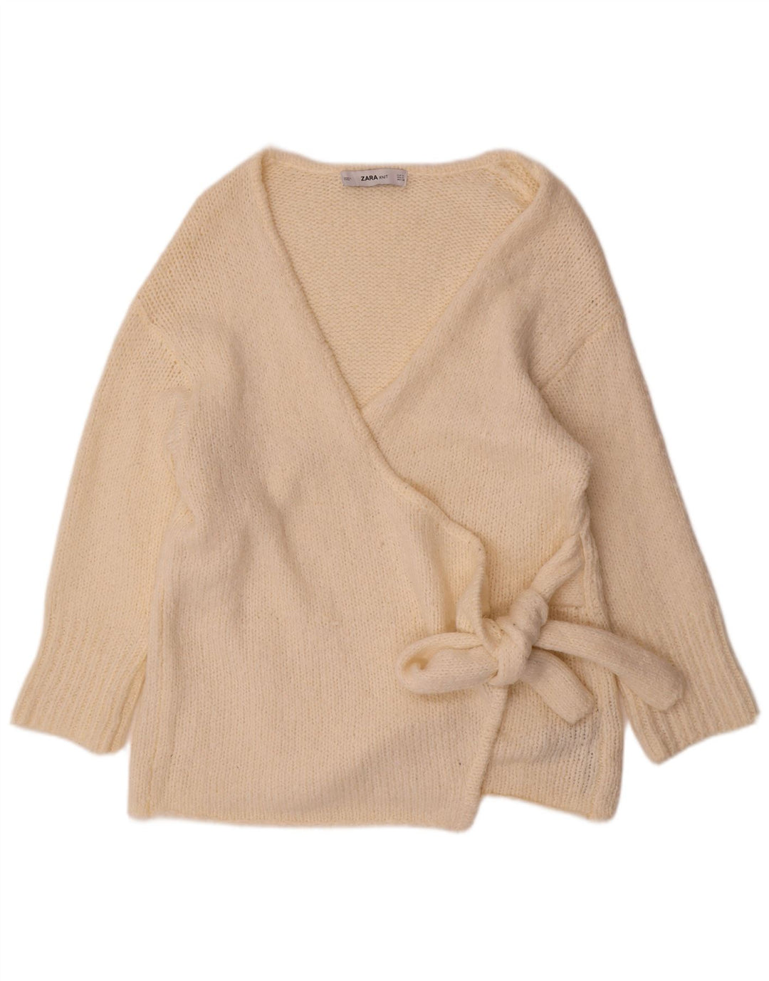 Maglione cardigan oversize avvolgente da donna Zara UK 10 piccolo acrilico bianco sporco