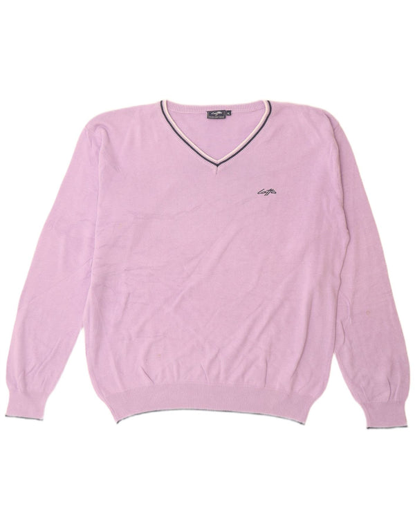 Maglione da uomo con scollo a V Lotto XL in cotone viola