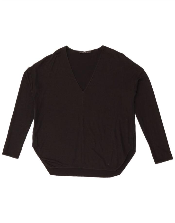 Top Zara da donna oversize a maniche lunghe UK 10 piccolo nero