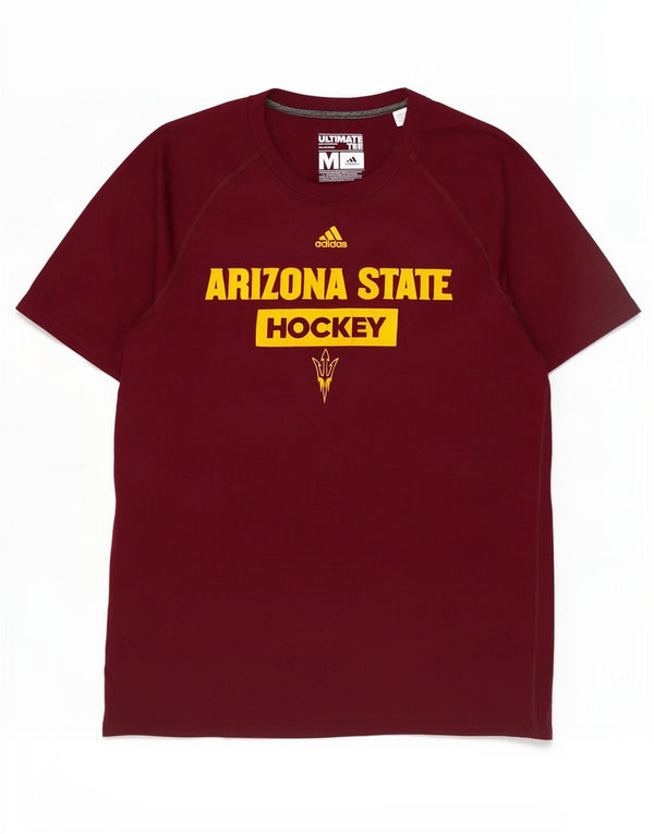Maglietta grafica da uomo Adidas Arizona State Hockey, bordeaux medio