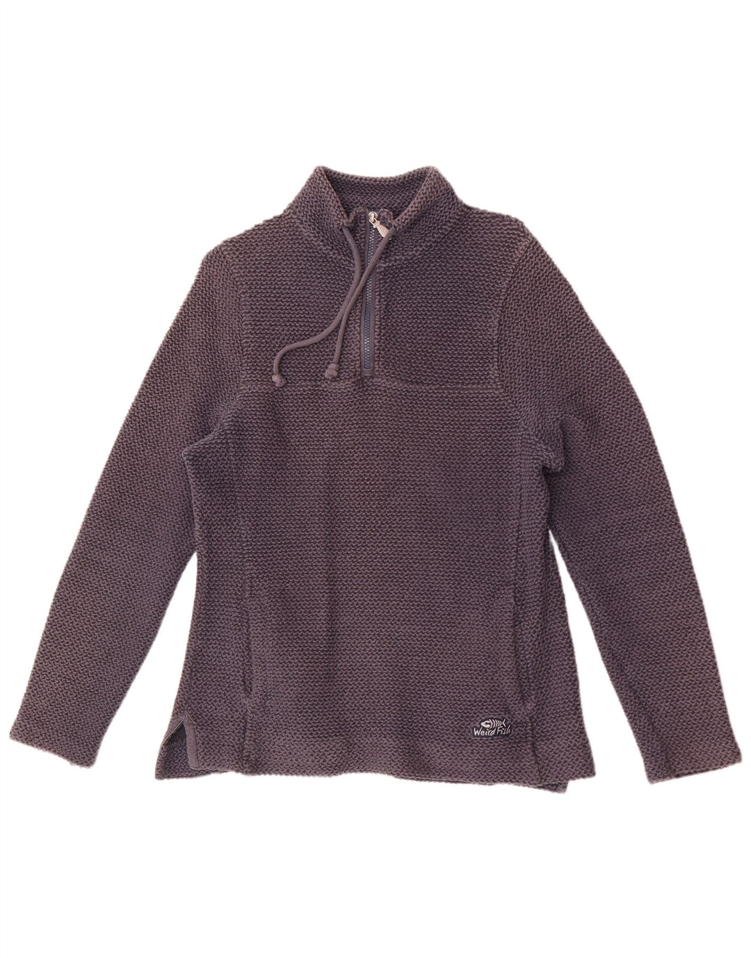 Felpa da donna con collo con zip Weird Fish, maglione, UK 12, cotone blu navy medio