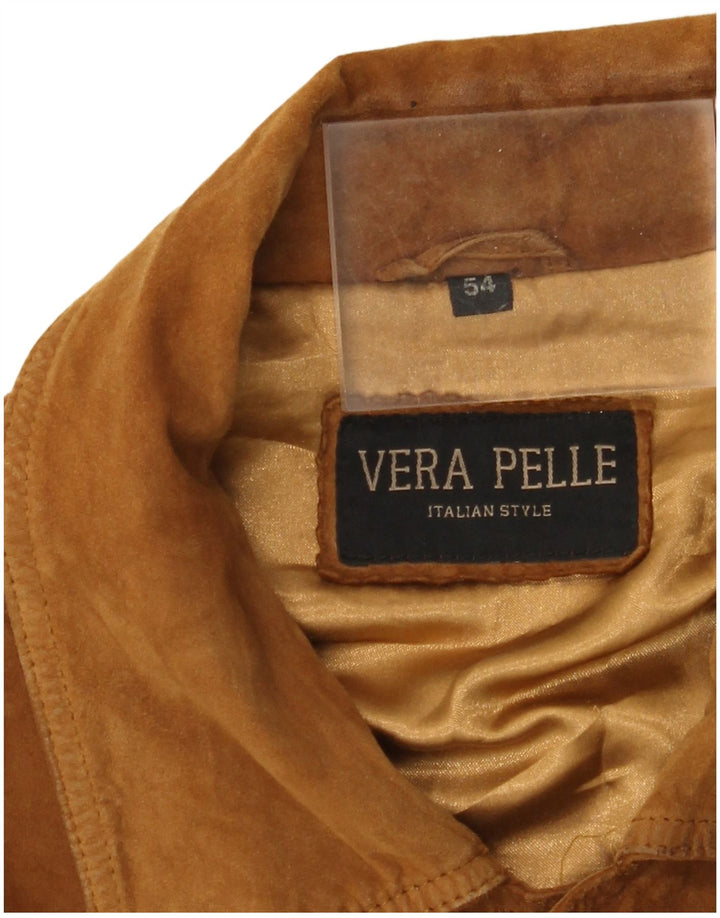 Giacca bomber da uomo VINTAGE in pelle scamosciata IT 54 2XL Pelle marrone