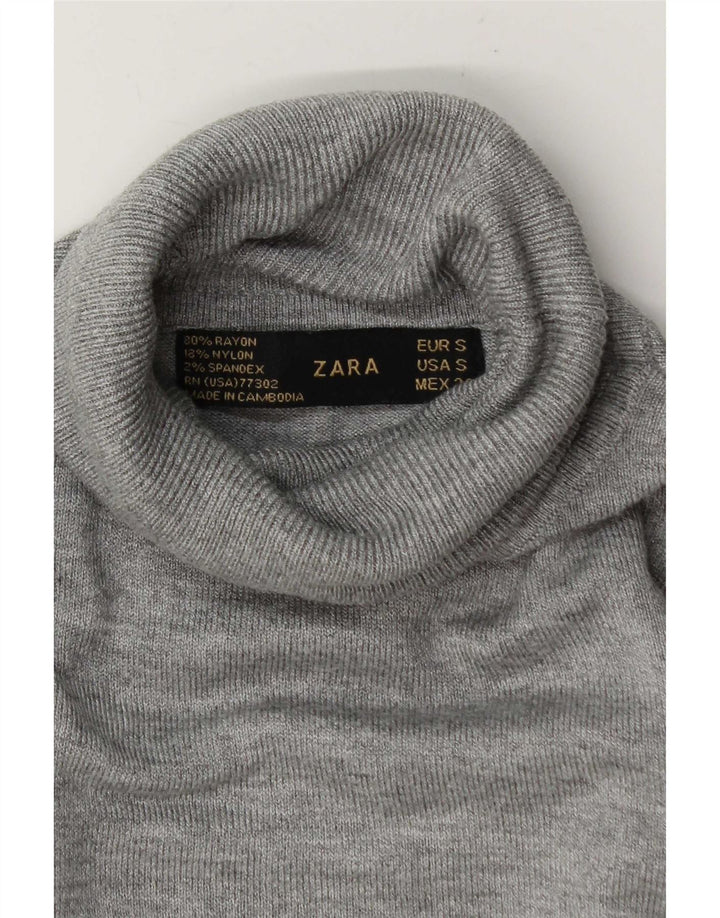 Maglione maglione collo alto da donna Zara UK 10 piccolo rayon grigio