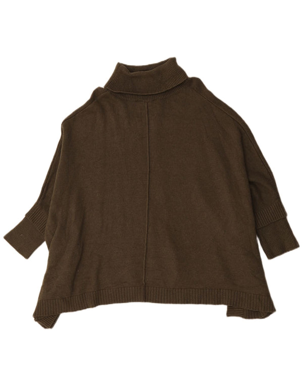 Joules - Maglione poncho oversize con collo alto da donna, UK 14, viscosa kaki media