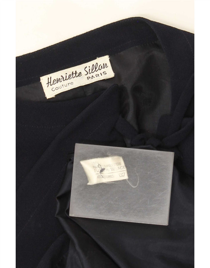 Giacca Bolero aperta da donna vintage UK 18 XL Poliestere blu navy