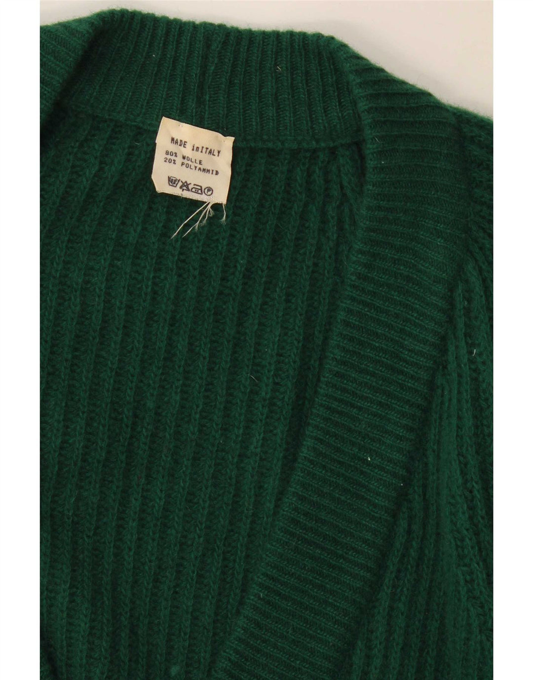 Maglione cardigan da donna vintage UK 16 grande lana verde