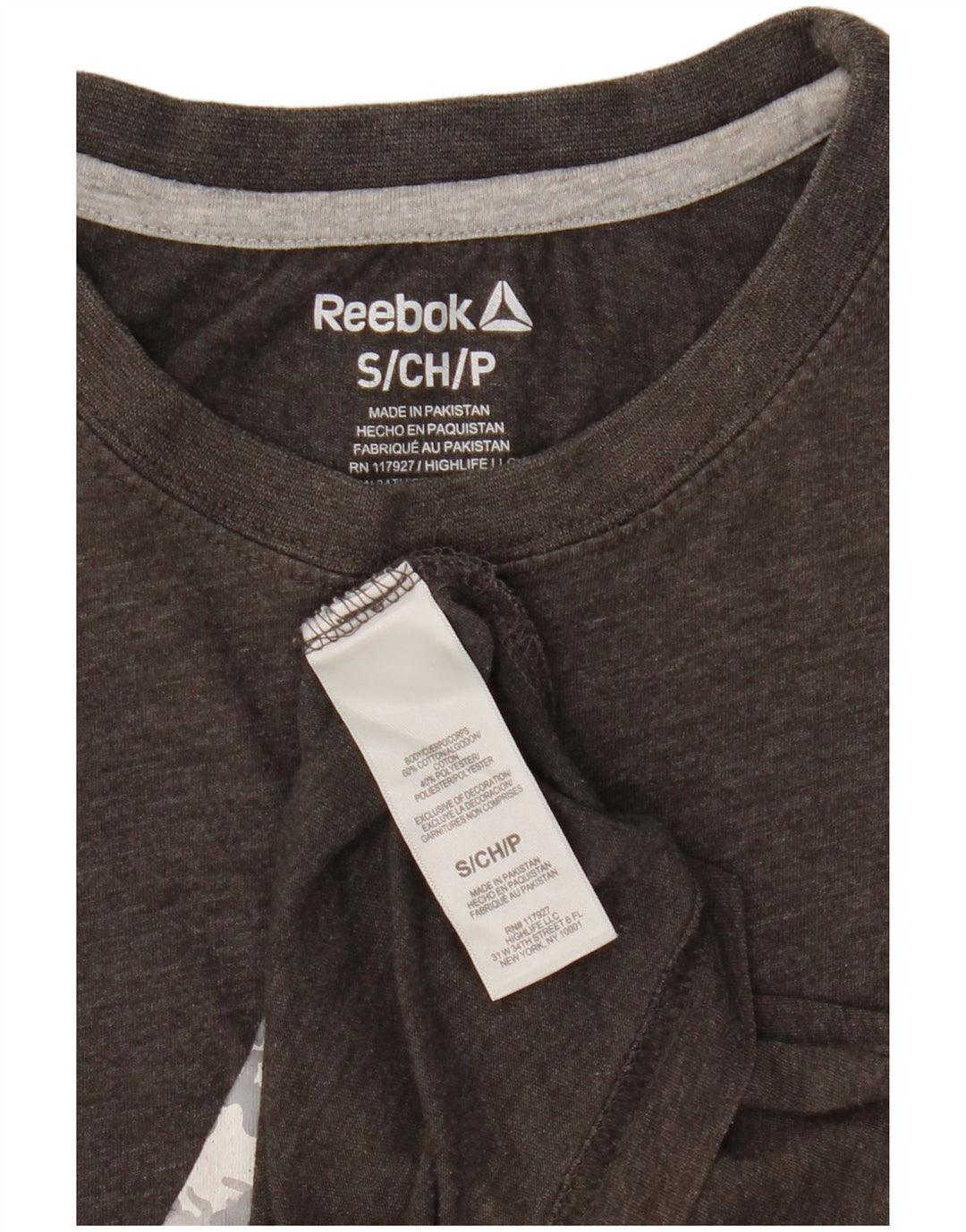 T-shirt grafica da uomo Reebok Top Small in cotone grigio