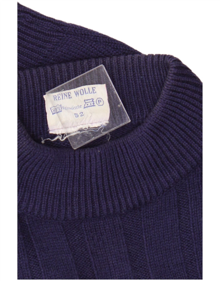 Maglione maglione girocollo da uomo vintage EU 52 grande lana viola