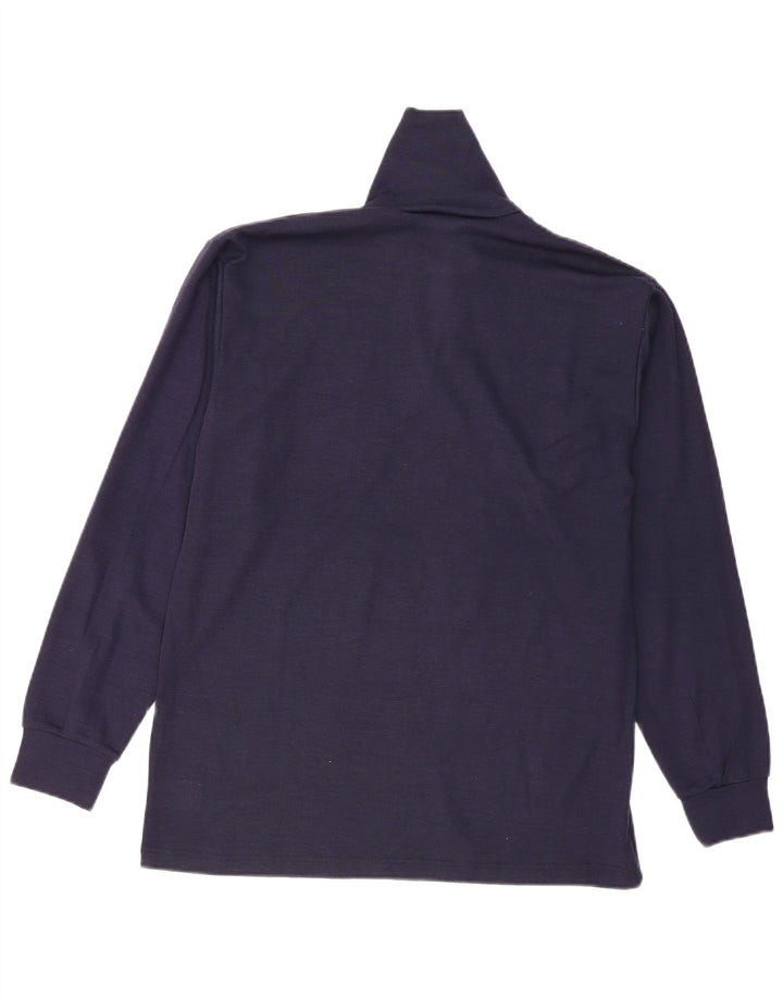 Maglione vintage da uomo con zip e collo IT 50 medio in lana blu navy