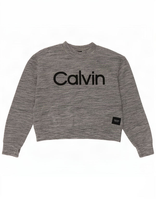 Felpa corta da donna con grafica Calvin Klein, taglia UK 18 XL, grigio chiazzato