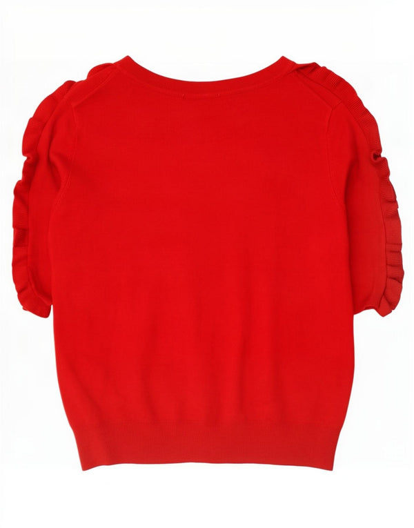 Maglione Zara da donna con scollo a barca con maniche a 3/4 UK 10 piccolo in viscosa rossa