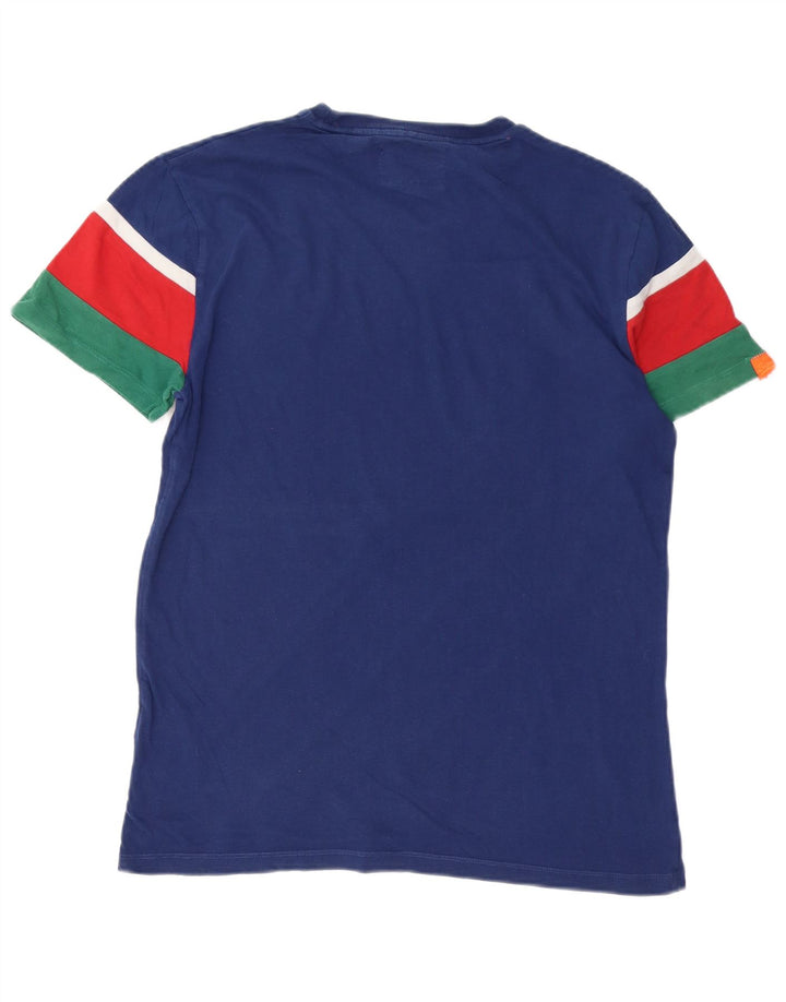 T-shirt da uomo SUPERDRY Top grande in cotone color block blu navy
