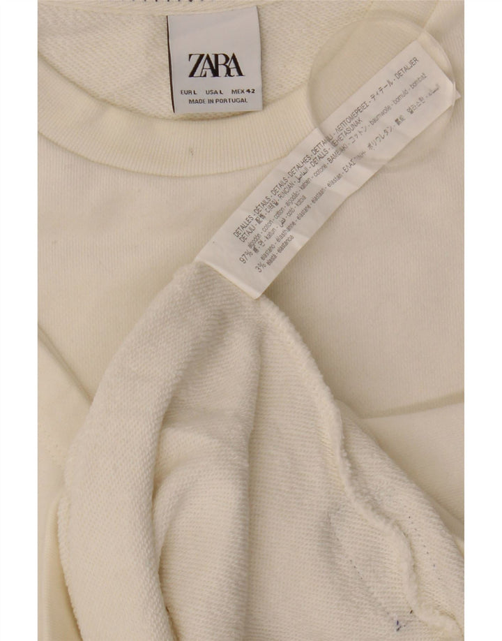 Felpa grafica da uomo a maniche corte Zara, maglione grande, cotone bianco