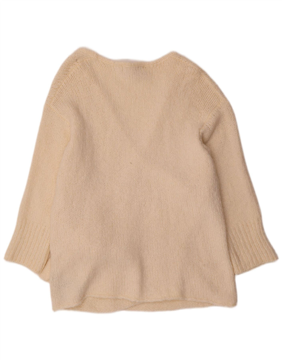 Maglione cardigan oversize avvolgente da donna Zara UK 10 piccolo acrilico bianco sporco