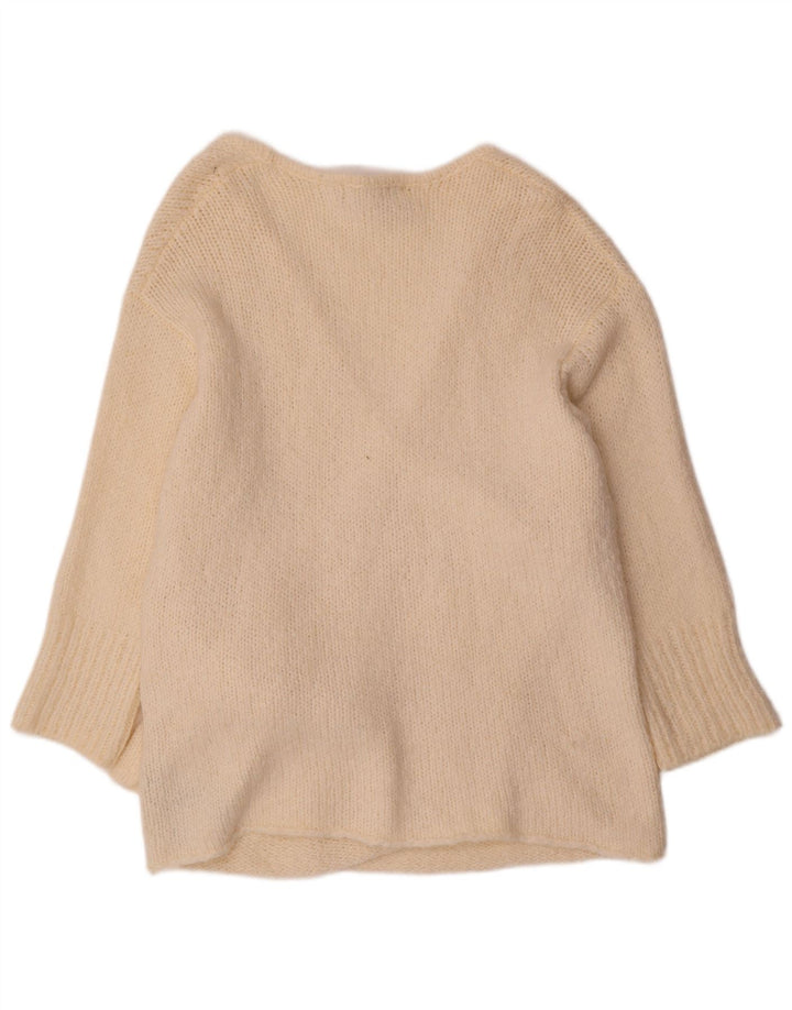 Maglione cardigan oversize avvolgente da donna Zara UK 10 piccolo acrilico bianco sporco