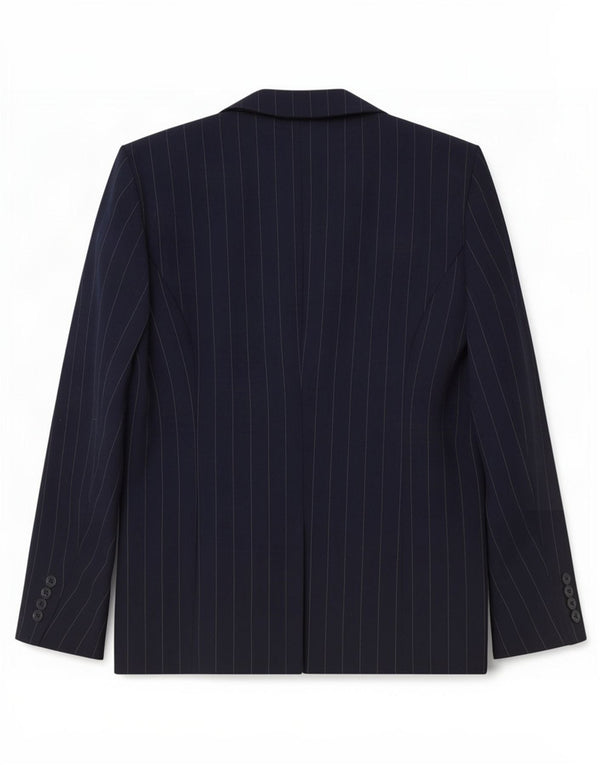 Giacca blazer doppiopetto da donna Bhs UK 14 grande gessato blu navy