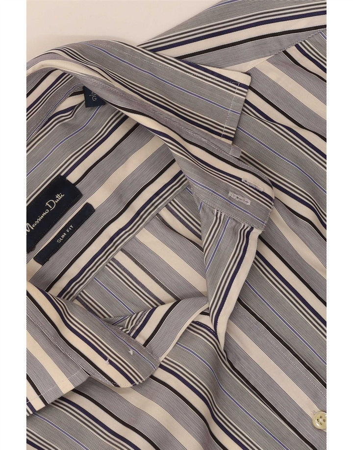 Massimo Dutti Camicia slim fit da uomo a righe blu grandi