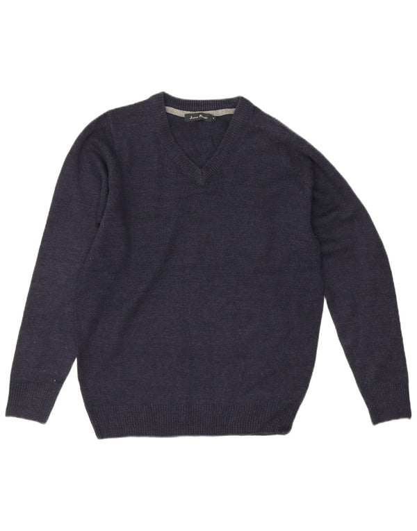 Maglione da uomo con scollo a V James Pringle piccolo in acrilico blu navy