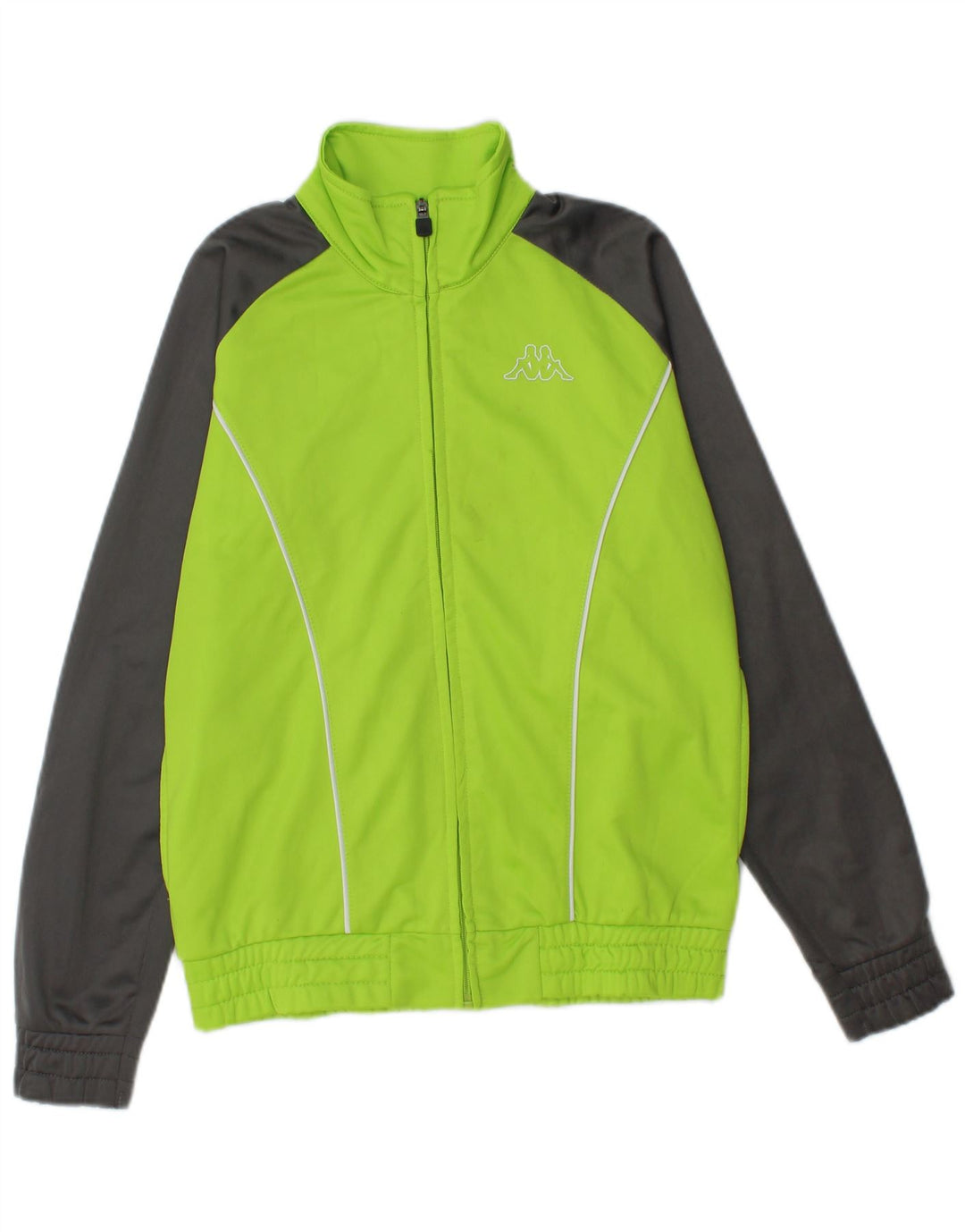 KAPPA Boys Tracksuit Top Jacket 11-12 Years Medium Green Colourblock