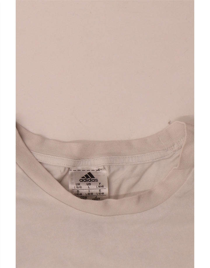 Maglia manica lunga da donna Adidas UK 16/18 grande cotone bianco