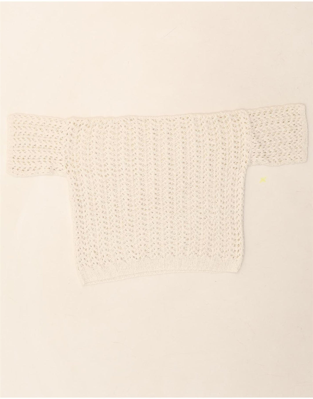 VINTAGE Womens Crop Crochet Blouse Top UK 14 Medium White Vintage Vintage and Second-Hand Vintage from Messina Hembry 