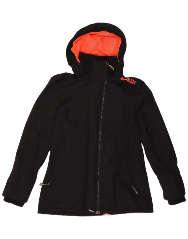 Giacca antipioggia da donna Superdry The Windmac con cappuccio e vestibilità ampia UK 10 Small Nera