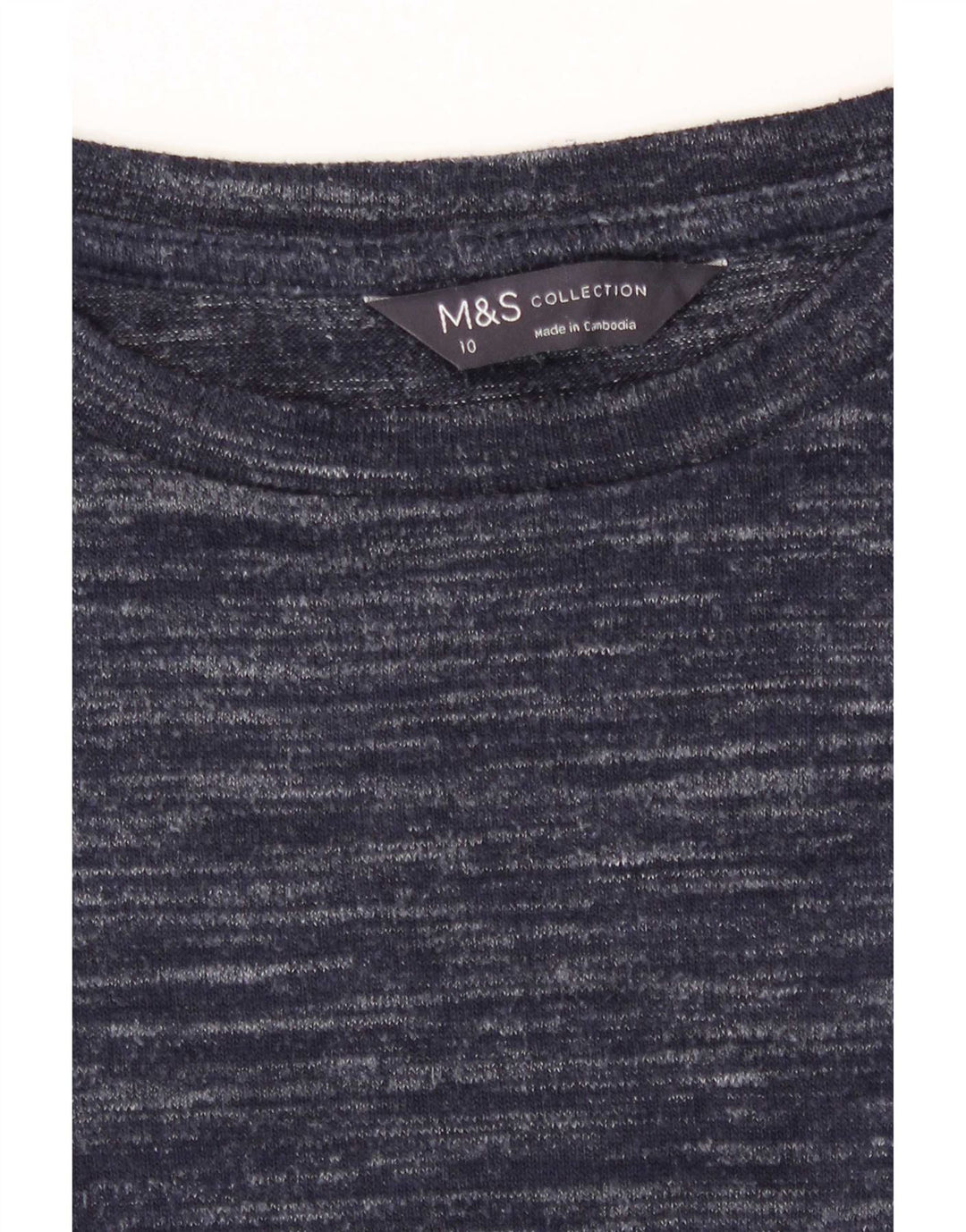 Marks & Spencer Top da donna a maniche lunghe UK 10 Small Blu Navy screziato