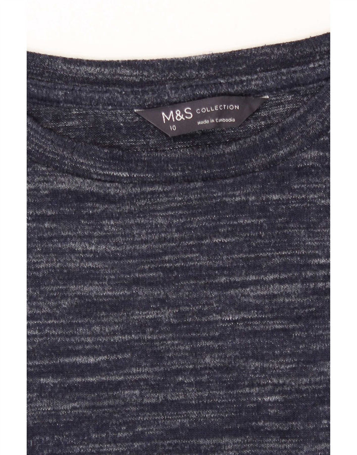 Marks & Spencer Top da donna a maniche lunghe UK 10 Small Blu Navy screziato