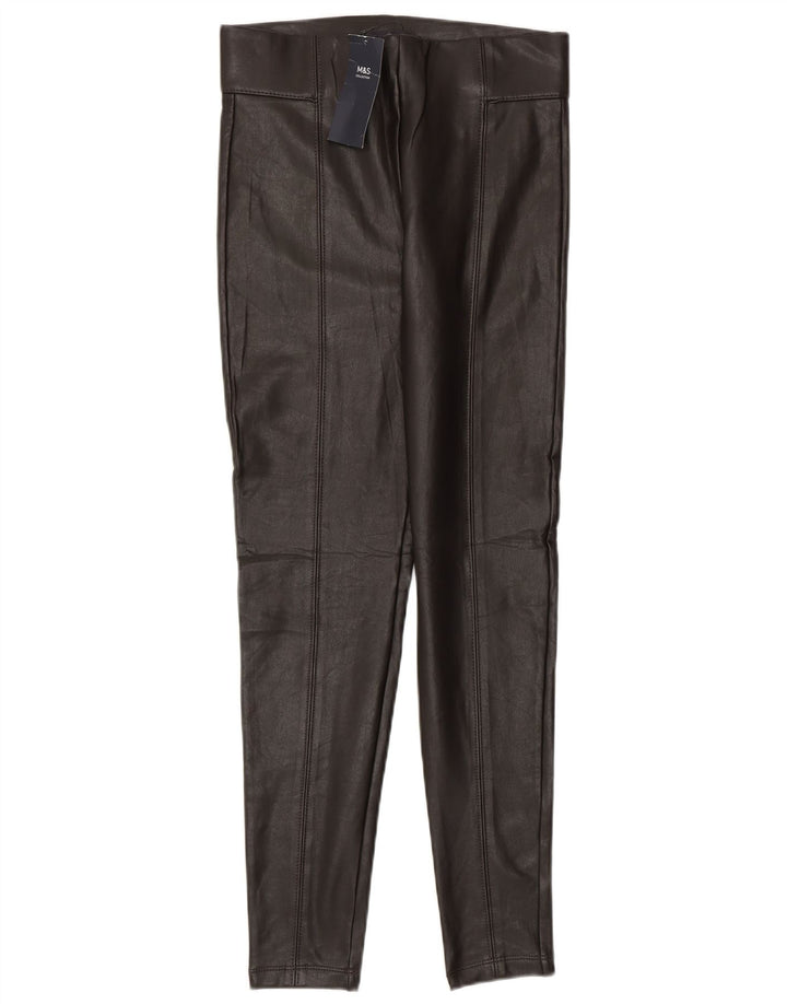 Leggings in ecopelle Marks & Spencer da donna UK 8 piccoli poliestere marrone
