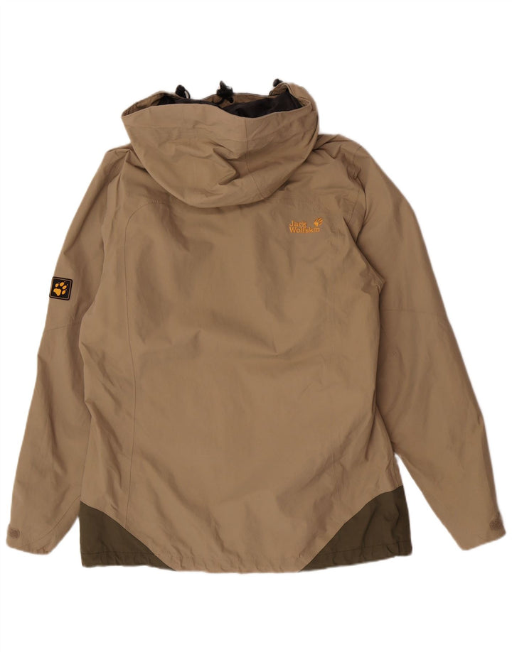 Giacca antipioggia con cappuccio da donna Jack Wolfskin UK 12/14 Colorblock beige medio