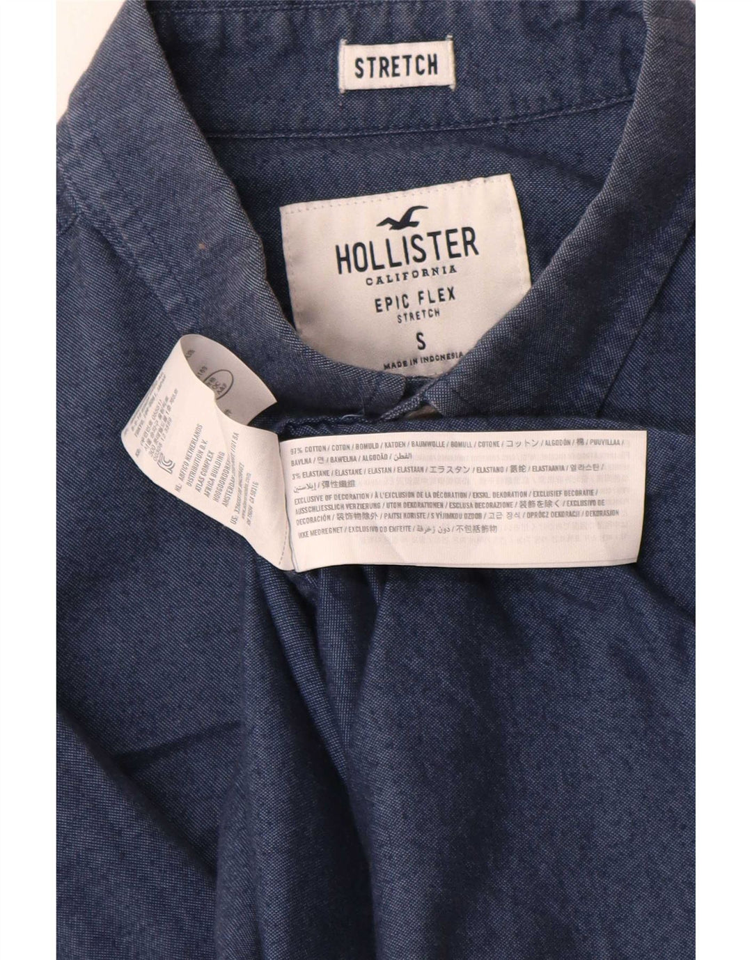 Camicia Hollister da uomo Small in cotone blu navy