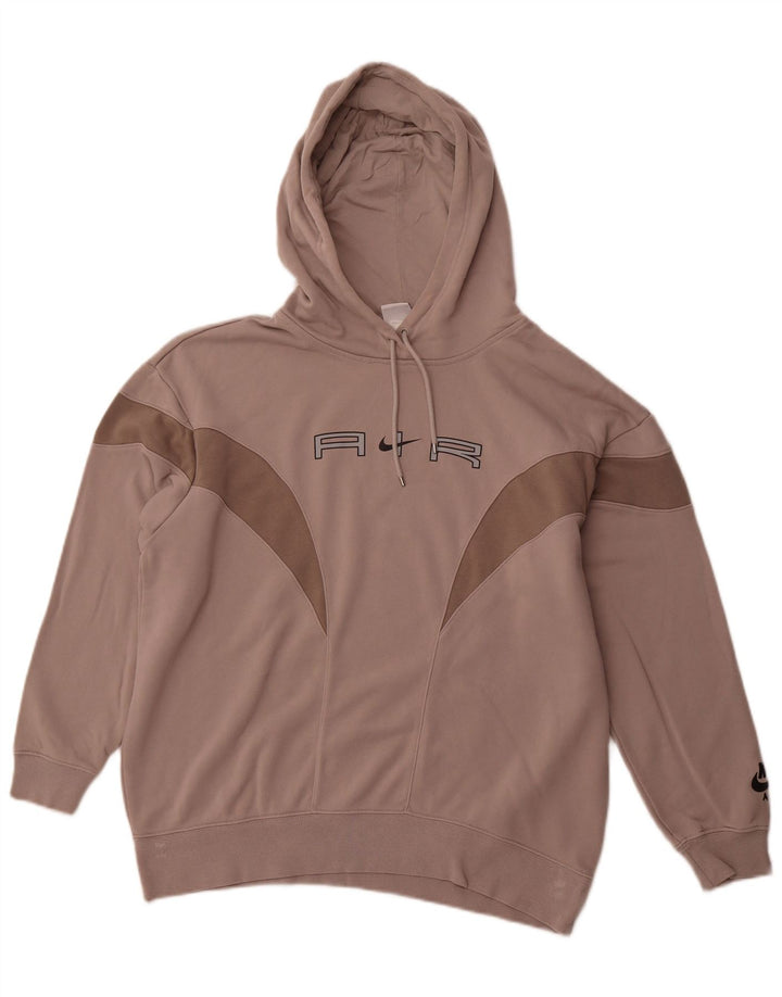 NIKE Felpa con cappuccio grafica da uomo, vestibilità ampia, piccola, in cotone color block marrone