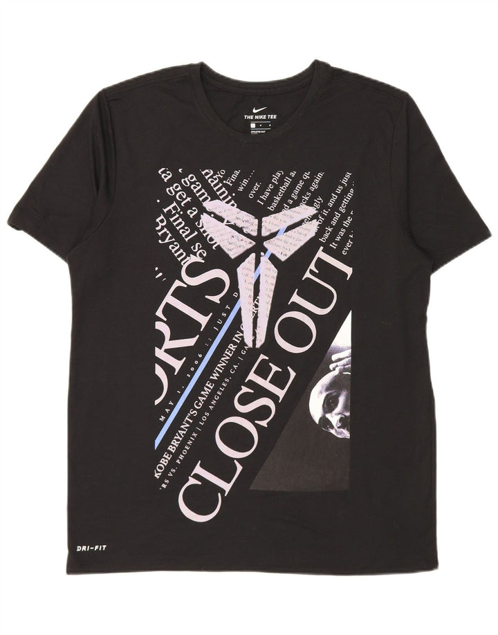 T-shirt grafica Nike Dri Fit da uomo, grande, in poliestere nero