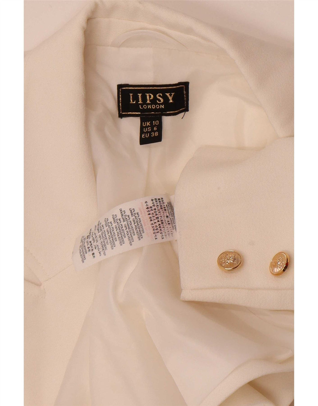 Giacca blazer aperta da donna Lipsy UK 10 piccola poliestere bianco