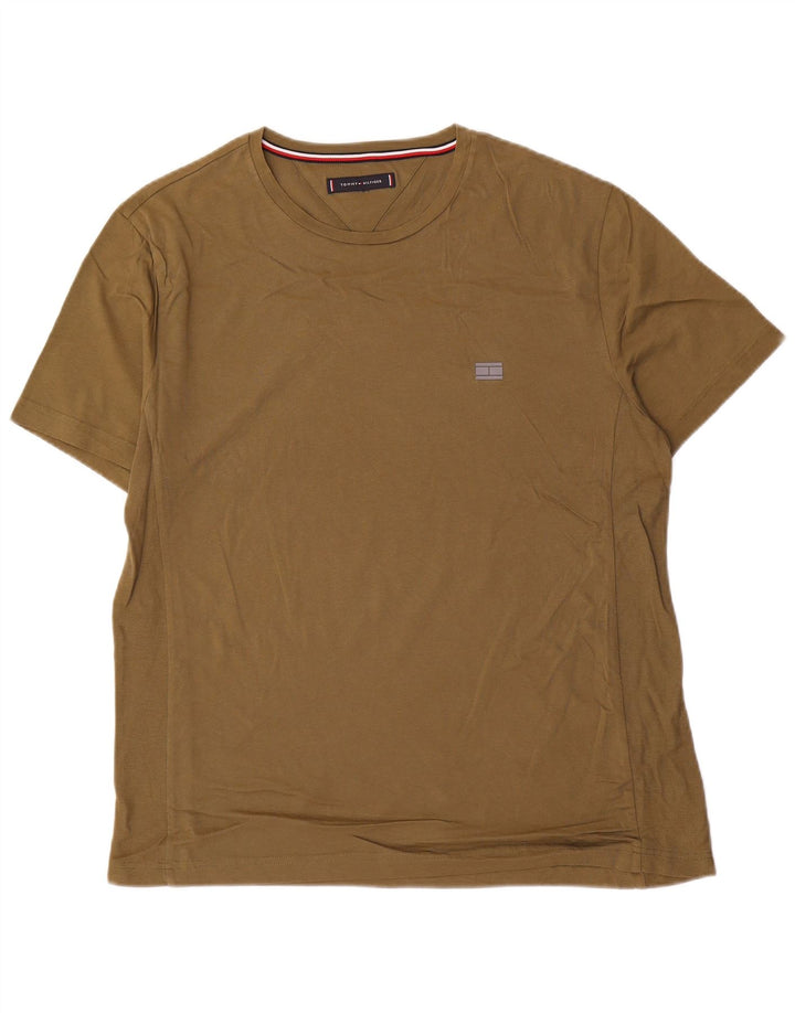TOMMY HILFIGER T-shirt da uomo Top medio cotone kaki