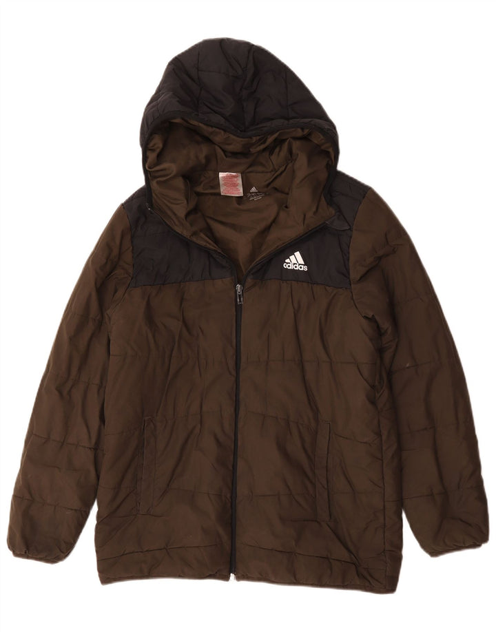 Giacca imbottita con cappuccio Adidas da ragazzo 13-14 anni Poliestere color block kaki