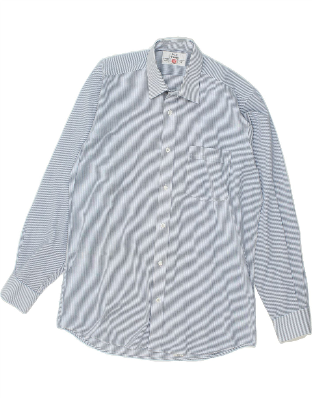 VAN HEUSEN Mens Shirt Medium Blue Pinstripe Vintage Van Heusen and Second-Hand Van Heusen from Messina Hembry 