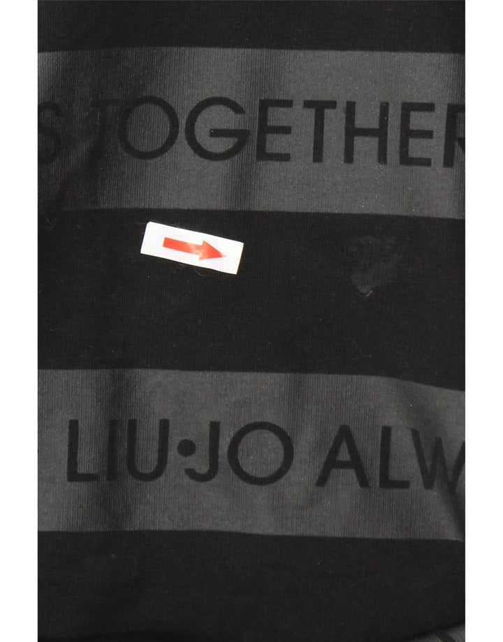 Felpa grafica da donna Liu Jo Jumper UK 16 Large Black Striped