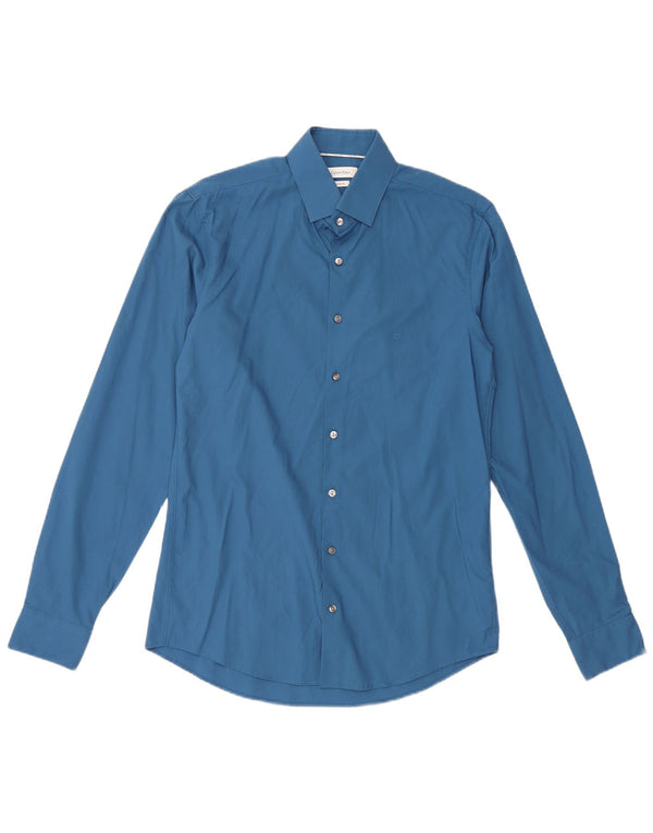 CALVIN KLEIN Camicia slim fit da uomo taglia 38 15 cotone blu medio