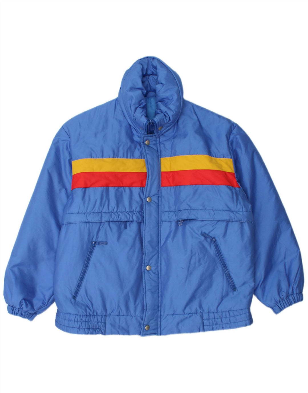 Giacca imbottita con cappuccio da uomo VINTAGE UK 36 Small Blu Colourblock in poliammide