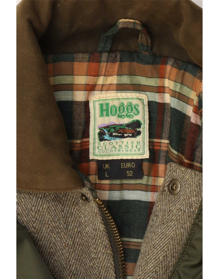 Giacca utility da uomo Hoggs UK 40 Large Grey Chevron Wool Classic