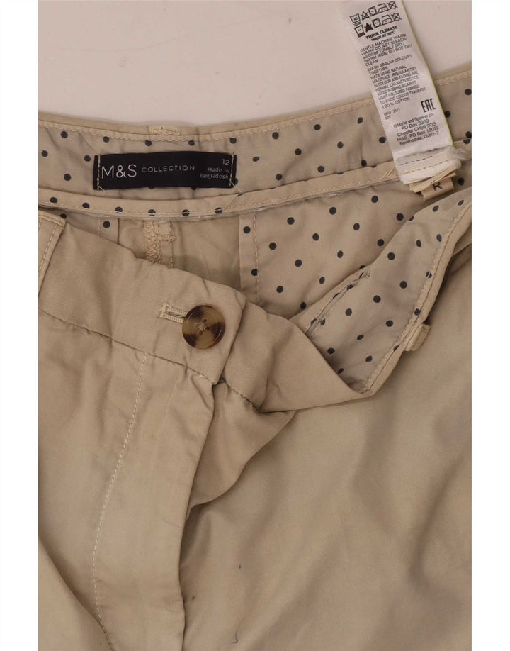 Pantaloncini chino da donna Marks & Spencer UK 12 medi W32 cotone beige