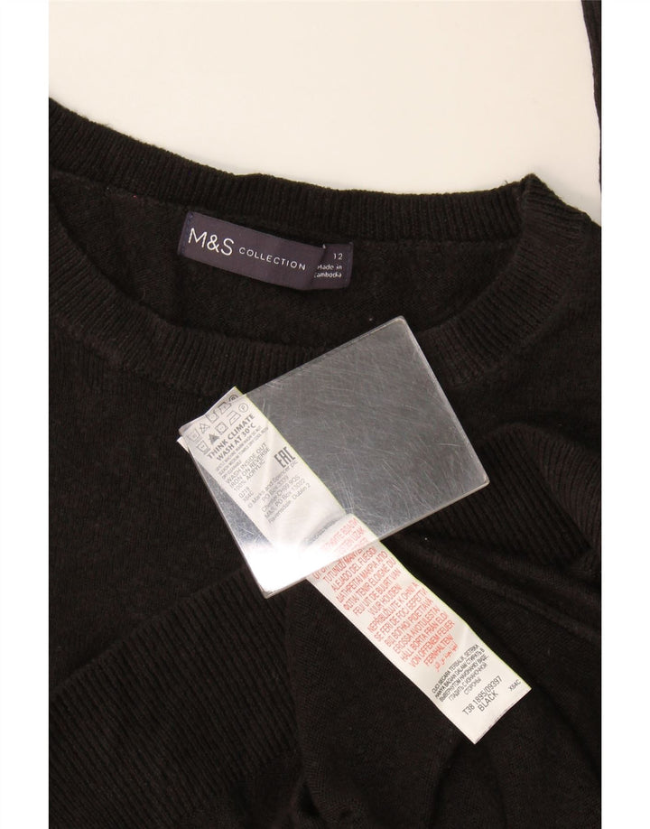 Maglione maglione girocollo da donna Marks & Spencer UK 12 medio acrilico nero