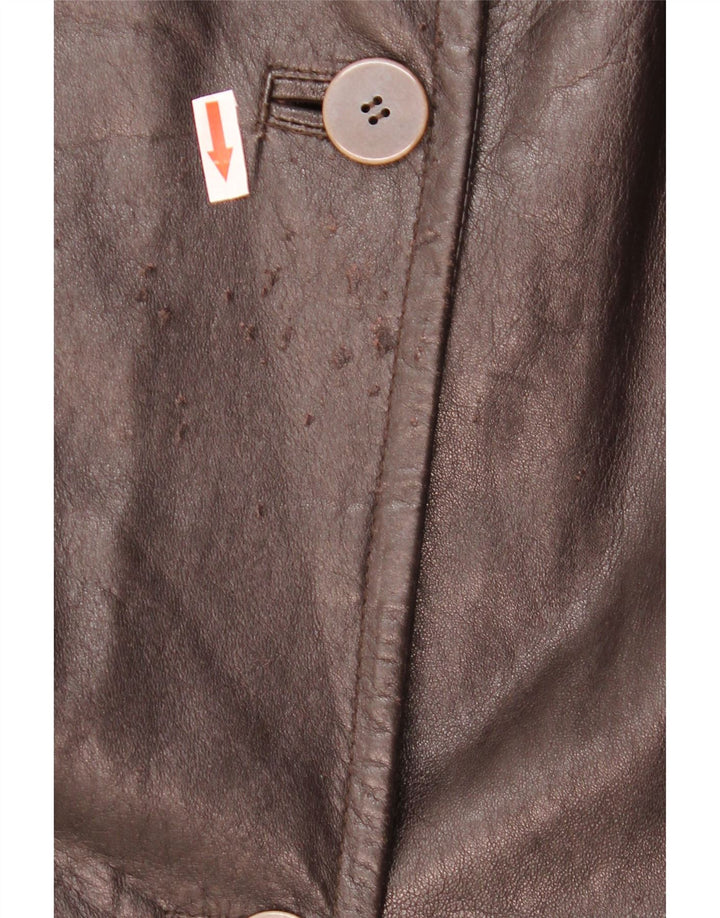 Cappotto in pelle da donna vintage IT 44 in pelle marrone medio