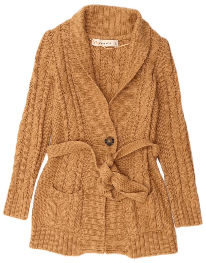 Maglione cardigan da donna Zara UK 10 piccolo nylon marrone